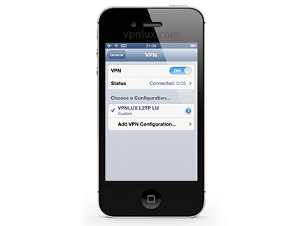 L2TP VPN iOS configuration now is complete. Toggle switch ON to connect. You will see VPN icon in the notification area meaning active VPN connection.