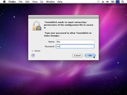 Enter your Mac OS password.