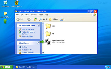 Open extracted folder and run OpenVPNPortable.exe.