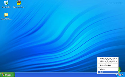 Right click on the OpenVPN icon in system tray and click Exit.